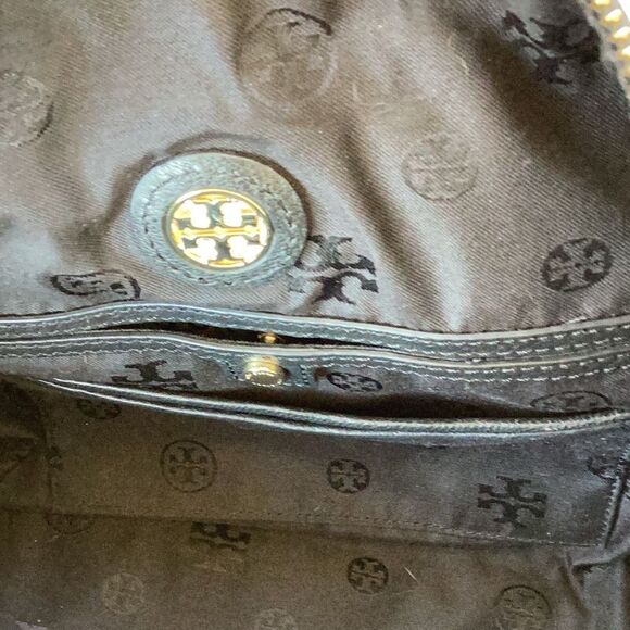 Tory Burch Black Leather Boston Handbag Purse Top Handle W/ Dust Bag - Picture 12 of 15